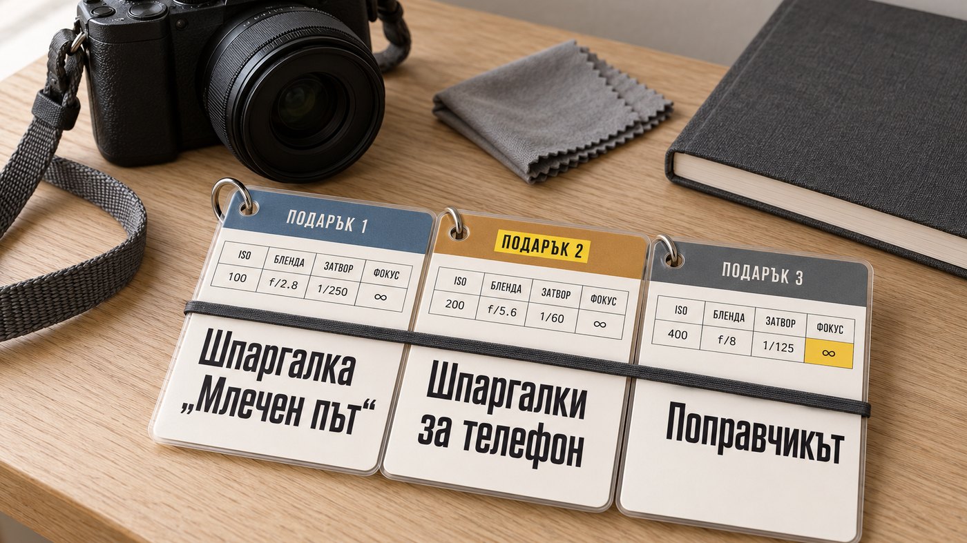 3-те подаръка: Шпаргалка „Млечен път“, Шпаргалки за телефон и Поправчикът