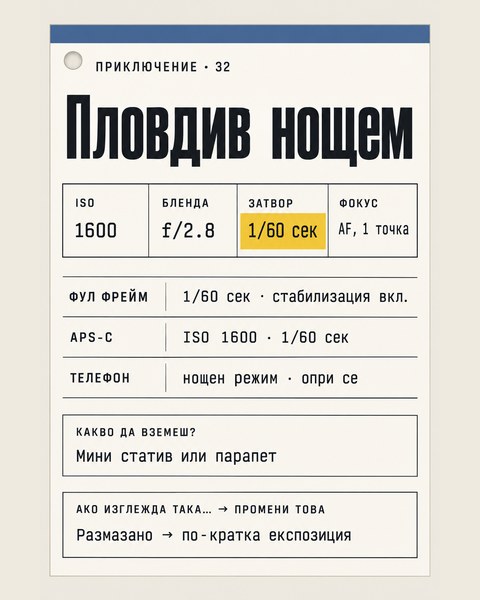 Приключение 32, Пловдив нощем