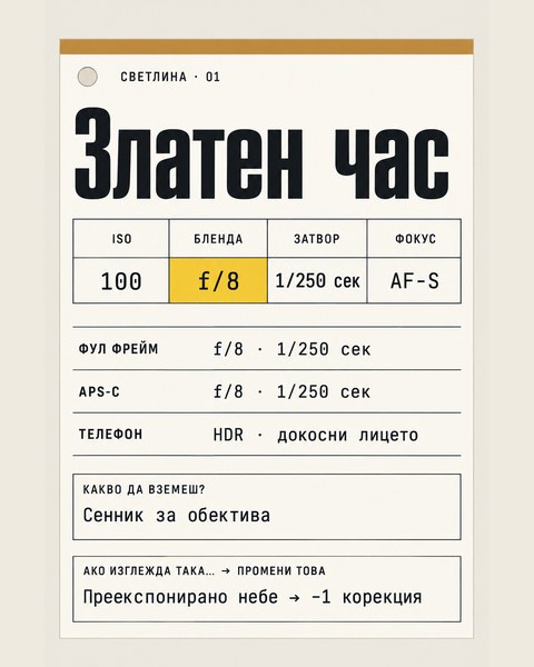 Светлина, златен час